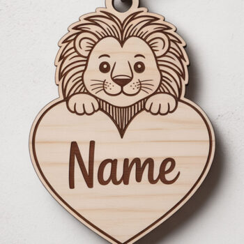 Intra απο ξύλο plywood 3mm-4mm πάχος - Cute Lion Heart Name Keychain Δίασταση 4x4 cm INTRAFABR-122895363 - Image 1
