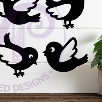 Intra απο ξύλο plywood 3mm-4mm πάχος - Cute Little Birds Silhouette Cut Laser Δίασταση 30x20 cm INTRAFABR-113279572 - Image 2