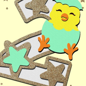 Intra απο ξύλο plywood 3mm-4mm πάχος - Cute Little Chick Numbers 3D Δίασταση 20x20 cm INTRAFABR-90670485 - Image 1