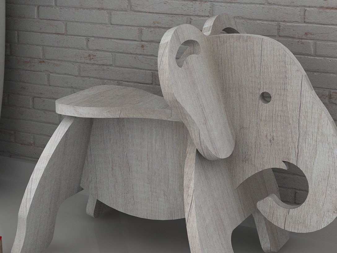 Intra απο ξύλο plywood 3mm-4mm πάχος - Σχέδιο κοπής χαριτωμένο μινιατούρα ζώου ελέφαντα Δίασταση 30x20 cm INTRAFABR-38584247