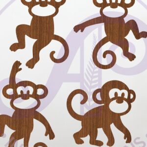 Intra απο ξύλο plywood 3mm-4mm πάχος - Cute Monkey Silhouette Κοψίματα με λέιζερ 1 Δίασταση 30x20 cm INTRAFABR-124951312