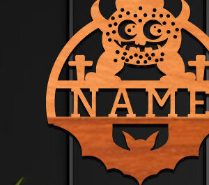 Intra απο ξύλο plywood 3mm-4mm πάχος - Cute Monster Laser Cut Name  Δίασταση 30x20 cm INTRAFABR-99061869