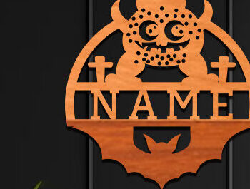 Intra απο ξύλο plywood 3mm-4mm πάχος - Cute Monster Laser Cut Name Δίασταση 30x20 cm INTRAFABR-99061869 - Image 1