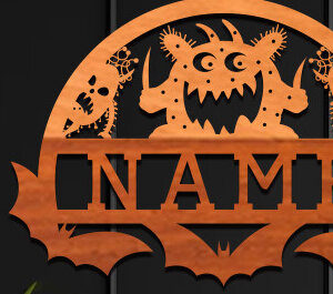 Intra απο ξύλο plywood 3mm-4mm πάχος - Cute Monster Laser Cut Name  Δίασταση 30x20 cm INTRAFABR-99061879