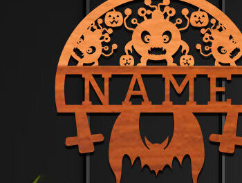 Intra απο ξύλο plywood 3mm-4mm πάχος - Cute Monster Laser Cut Name Δίασταση 30x20 cm INTRAFABR-99061890 - Image 1