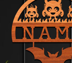 Intra απο ξύλο plywood 3mm-4mm πάχος - Cute Monster Laser Cut Name  Δίασταση 30x20 cm INTRAFABR-99061913