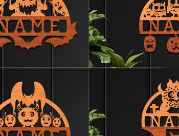 Intra απο ξύλο plywood 3mm-4mm πάχος - Cute Monster Laser Cut Name Σετ Δίασταση 30x20 cm INTRAFABR-99135720 - Image 1