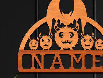 Intra απο ξύλο plywood 3mm-4mm πάχος - Cute Monster Laser Cut Name Σετ Δίασταση 30x20 cm INTRAFABR-99135720 - Image 3