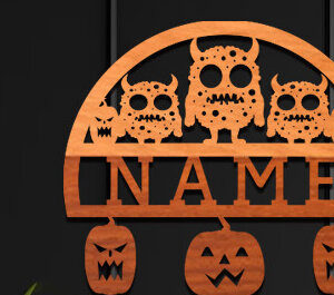 Intra απο ξύλο plywood 3mm-4mm πάχος - Cute Monster Laser Cut Name  Δίασταση 30x20 cm INTRAFABR-99061825