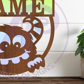 Intra απο ξύλο plywood 3mm-4mm πάχος - Σχέδιο πινακίδας με όνομα χαριτωμένο τέρας 1 Δίασταση 30x20 cm INTRAFABR-97879969 - Image 1