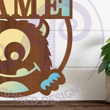 Intra απο ξύλο plywood 3mm-4mm πάχος - Cute Monster Name Design Sign 2 Δίασταση 30x20 cm INTRAFABR-100202910 - Image 1