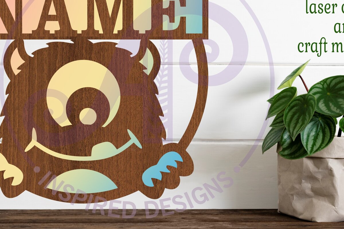 Intra απο ξύλο plywood 3mm-4mm πάχος - Cute Monster Name Design Sign 2  Δίασταση 30x20 cm INTRAFABR-100202910