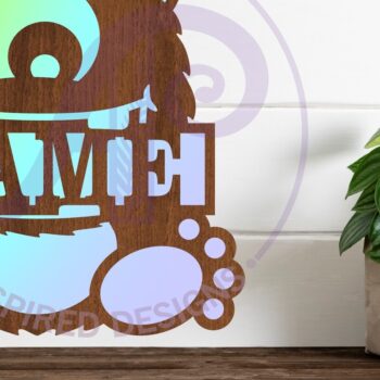 Intra απο ξύλο plywood 3mm-4mm πάχος - Cute Monster Name Design Sign 2 Δίασταση 30x20 cm INTRAFABR-98012837 - Image 1