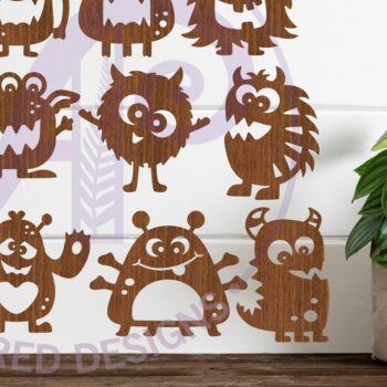 Intra απο ξύλο plywood 3mm-4mm πάχος - Χαριτωμένο Monster Silhouette Σχήμα κοπής με λέιζερ Δίασταση 30x20 cm INTRAFABR-98305941 - Image 1