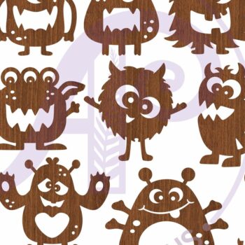 Intra απο ξύλο plywood 3mm-4mm πάχος - Χαριτωμένο Monster Silhouette Σχήμα κοπής με λέιζερ Δίασταση 30x20 cm INTRAFABR-98305941 - Image 4