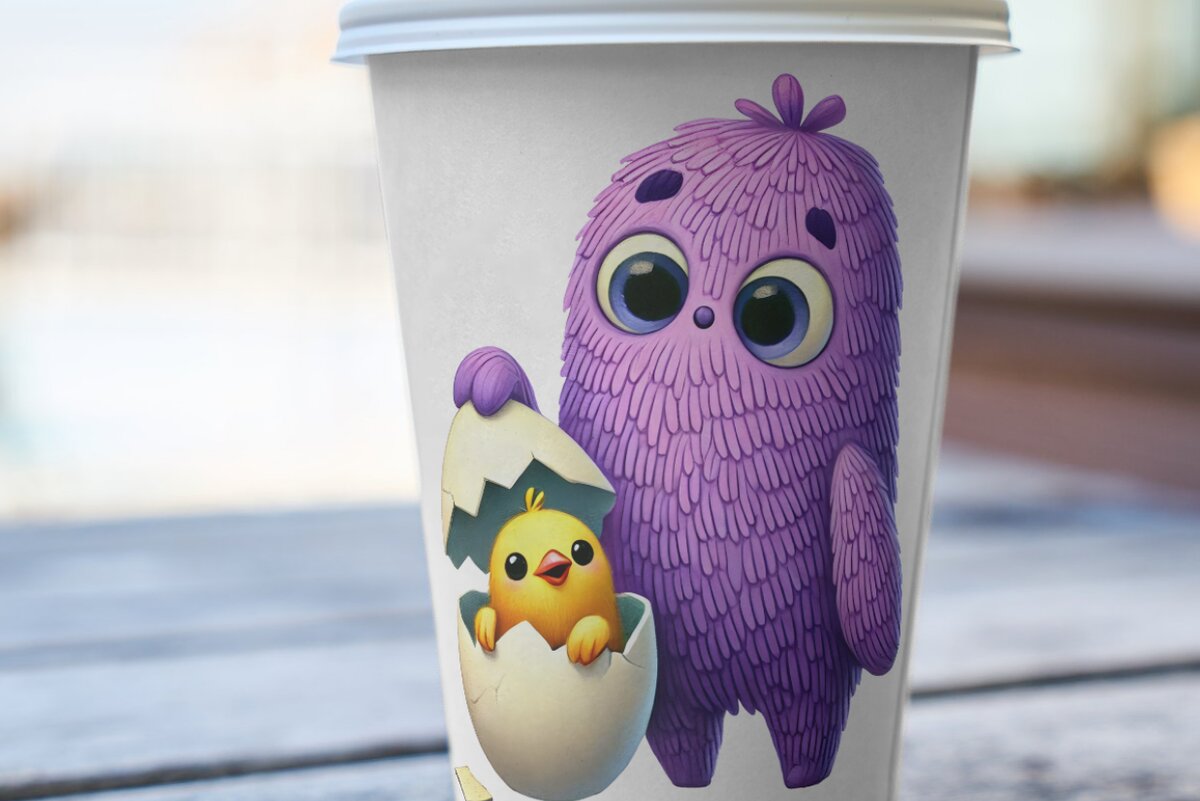 Intra απο ξύλο plywood 3mm-4mm πάχος - Cute Monsters Clipart Δίασταση 4096x4096 cm INTRAFABR-114780855