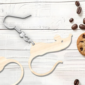 Intra απο ξύλο plywood 3mm-4mm πάχος - Χαριτωμένα ποντίκια αποκριάτικα σκουλαρίκια λέιζερ Δίασταση 900x900 cm INTRAFABR-118356021 - Image 2