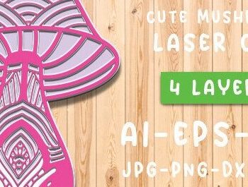 Intra απο ξύλο plywood 3mm-4mm πάχος - Χαριτωμένη  μανιταριών Δίασταση 30x20 cm INTRAFABR-35272351 - Image 1