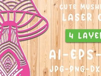 Intra απο ξύλο plywood 3mm-4mm πάχος - Χαριτωμένη  μανιταριών Δίασταση 30x20 cm INTRAFABR-35272351 - Image 2