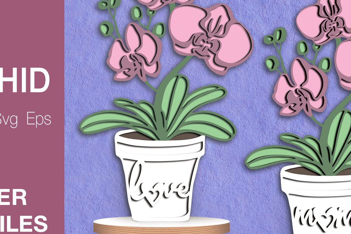 Intra απο ξύλο plywood 3mm-4mm πάχος - Cute Orchids . Λατρεύω το  Μαμά  Δίασταση 20x20 cm INTRAFABR-70922893