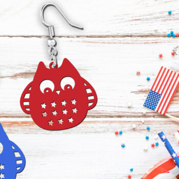 Intra απο ξύλο plywood 3mm-4mm πάχος - Χαριτωμένα σκουλαρίκια κουκουβάγιας | Πατριωτική Δίασταση 900x900 cm INTRAFABR-119899435 - Image 2