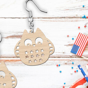 Intra απο ξύλο plywood 3mm-4mm πάχος - Χαριτωμένα σκουλαρίκια κουκουβάγιας | Πατριωτική Δίασταση 900x900 cm INTRAFABR-119899435 - Image 3