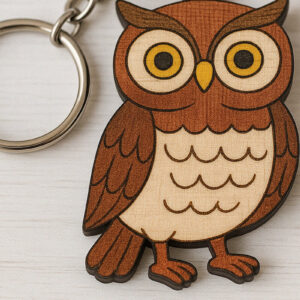 Intra απο ξύλο plywood 3mm-4mm πάχος - Χαριτωμένο Ξύλινο Μπρελόκ κουκουβάγιας  Δίασταση 4x4 cm INTRAFABR-121334238