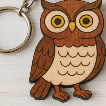 Intra απο ξύλο plywood 3mm-4mm πάχος - Χαριτωμένο Ξύλινο Μπρελόκ κουκουβάγιας  Δίασταση 4x4 cm INTRAFABR-121334238 - Image 1