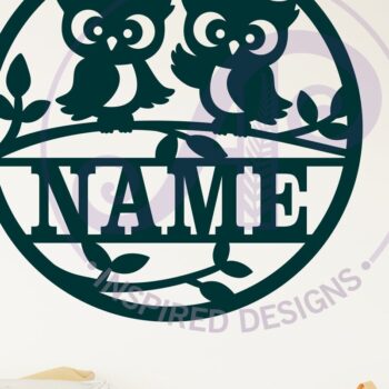 Intra απο ξύλο plywood 3mm-4mm πάχος - Cute Owls Όνομα τοίχου Τέχνη με λέιζερ κομμένο σημάδι Δίασταση 40x50 cm INTRAFABR-122775106 - Image 2