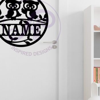 Intra απο ξύλο plywood 3mm-4mm πάχος - Cute Owls Όνομα τοίχου Τέχνη με λέιζερ κομμένο σημάδι Δίασταση 40x50 cm INTRAFABR-122775106 - Image 5