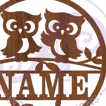 Intra απο ξύλο plywood 3mm-4mm πάχος - Cute Owls Όνομα τοίχου Τέχνη με λέιζερ κομμένο σημάδι Δίασταση 40x50 cm INTRAFABR-122775106 - Image 6