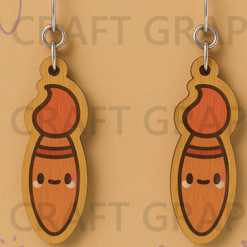 Intra απο ξύλο plywood 3mm-4mm πάχος - Χαριτωμένα σκουλαρίκια με πινέλο  Δίασταση 3x3 cm INTRAFABR-125208558 - Image 1