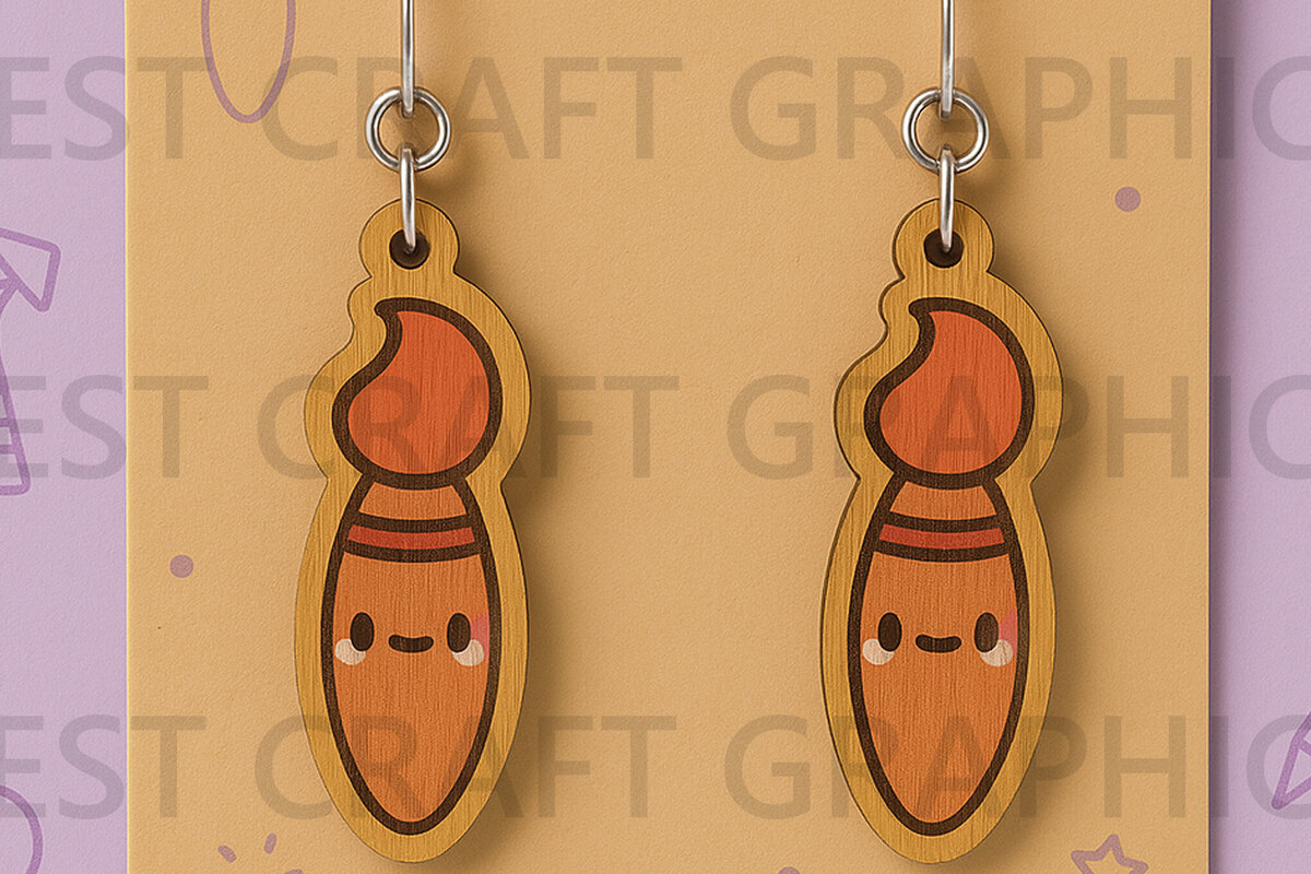 Intra απο ξύλο plywood 3mm-4mm πάχος - Χαριτωμένα σκουλαρίκια με πινέλο  Δίασταση 3x3 cm INTRAFABR-125208558