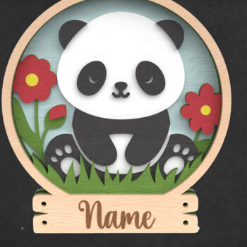 Intra απο ξύλο plywood 3mm-4mm πάχος - Χαριτωμένο σύμβολο Panda - Layered  Δίασταση 30x20 cm INTRAFABR-118901747 - Image 1