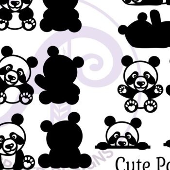 Intra απο ξύλο plywood 3mm-4mm πάχος - Cute Pandas Laser Cut σχήματα αρχείων. 8 Δίασταση 30x20 cm INTRAFABR-80647837 - Image 3