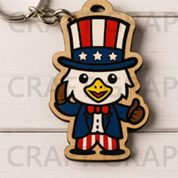 Intra απο ξύλο plywood 3mm-4mm πάχος - Μπρελόκ Cute Patriotic Eagle Δίασταση 4x4 cm INTRAFABR-122654288 - Image 1