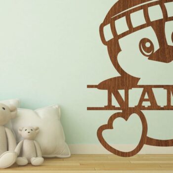 Intra απο ξύλο plywood 3mm-4mm πάχος - Χαριτωμένο πινακίδα ονόματος πιγκουίνου Laser Cut Art Δίασταση 30x20 cm INTRAFABR-75446231 - Image 1