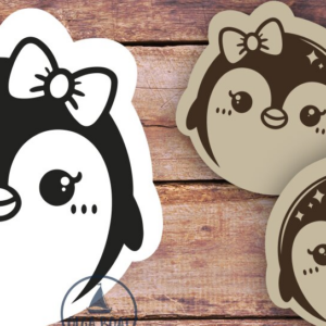 Intra απο ξύλο plywood 3mm-4mm πάχος - Χαριτωμένος πιγκουίνος με σκουλαρίκια φιόγκος | Λέιζερ Ε Δίασταση 3x3 cm INTRAFABR-119843411