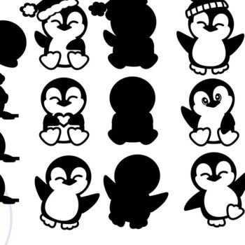 Intra απο ξύλο plywood 3mm-4mm πάχος - Cute Penguins Cut Laser Shapes File X 10 Δίασταση 30x20 cm INTRAFABR-75507585 - Image 2