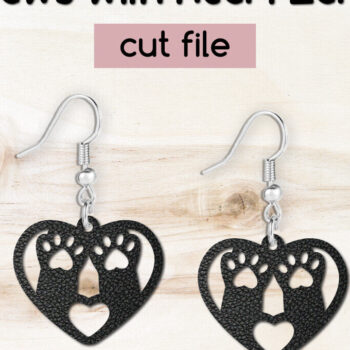 Intra απο ξύλο plywood 3mm-4mm πάχος - Χαριτωμένα πόδια κατοικίδιων με σκουλαρίκια καρδιά Δίασταση 3x3 cm INTRAFABR-121313019 - Image 1