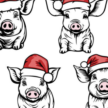 Intra απο ξύλο plywood 3mm-4mm πάχος - Χαριτωμένο γουρουνάκι με χριστουγεννιάτικα σχέδια με καπέλο Άγιου Βασίλη Δίασταση 30x20 cm INTRAFABR-86079361 - Image 1