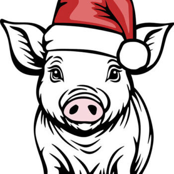 Intra απο ξύλο plywood 3mm-4mm πάχος - Χαριτωμένο γουρουνάκι με χριστουγεννιάτικα σχέδια με καπέλο Άγιου Βασίλη Δίασταση 30x20 cm INTRAFABR-86079361 - Image 4