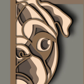 Intra απο ξύλο plywood 3mm-4mm πάχος - Cute Pug Multilayer /3D Layered Δίασταση 30x20 cm INTRAFABR-65814921 - Image 1