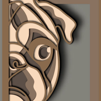 Intra απο ξύλο plywood 3mm-4mm πάχος - Cute Pug Multilayer /3D Layered Δίασταση 30x20 cm INTRAFABR-65814921 - Image 3