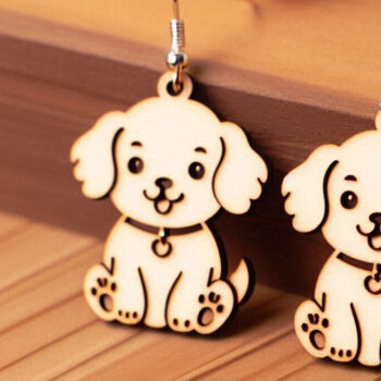 Intra απο ξύλο plywood 3mm-4mm πάχος - Cute Puppy Earrings LaserCut | DXF | Δίασταση 3x3 cm INTRAFABR-103289516 - Image 1