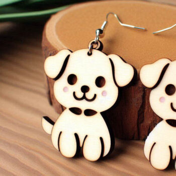 Intra απο ξύλο plywood 3mm-4mm πάχος - Cute Puppy Earrings LaserCut | DXF |  Δίασταση 3x3 cm INTRAFABR-103119261 - Image 1