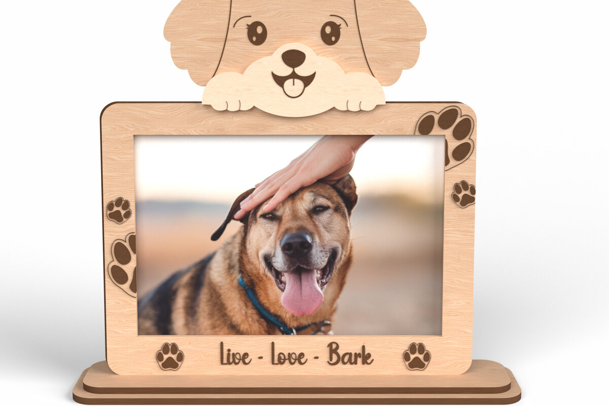 Intra απο ξύλο plywood 3mm-4mm πάχος - Κορνίζα φωτογραφιών Cute Puppy Head - Laser Cut Δίασταση 20x25 cm INTRAFABR-117292987