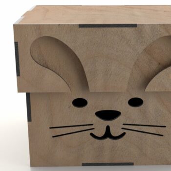 Intra απο ξύλο plywood 3mm-4mm πάχος - Cute Rabbit Box με Καπάκι Laser Cut File Δίασταση 121x121 cm INTRAFABR-114010851 - Image 1