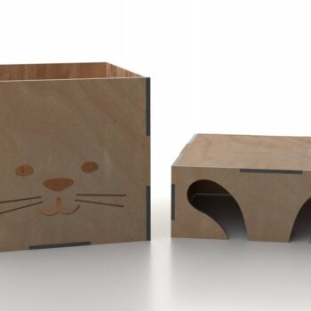 Intra απο ξύλο plywood 3mm-4mm πάχος - Cute Rabbit Box με Καπάκι Laser Cut File Δίασταση 121x121 cm INTRAFABR-114010851 - Image 2