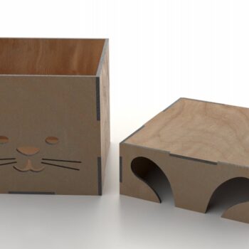 Intra απο ξύλο plywood 3mm-4mm πάχος - Cute Rabbit Box με Καπάκι Laser Cut File Δίασταση 121x121 cm INTRAFABR-114010851 - Image 3
